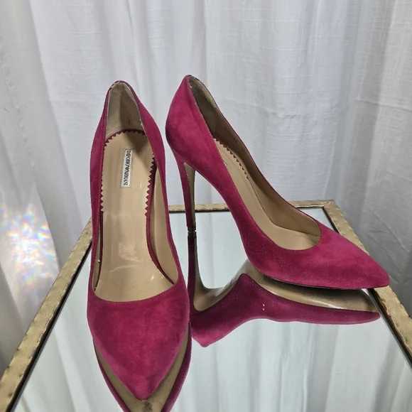 Emporio Armani Fuchsia Suede Stilettos - Picture 3 of 13